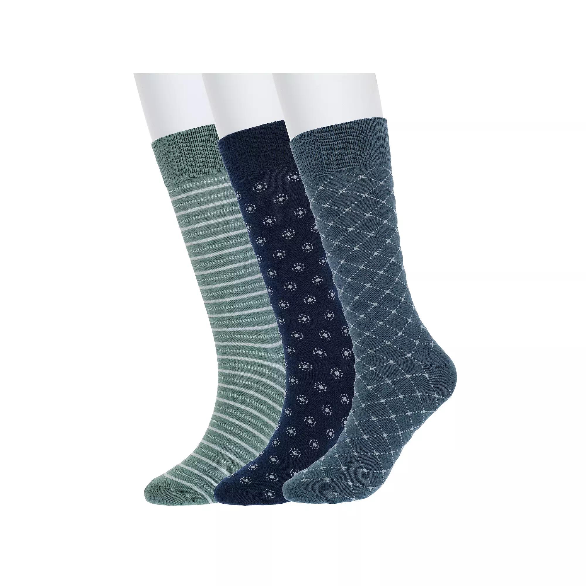 Men's Sonoma Goods For Life® 3-pack Patterned Dress Socks, Green Product Image