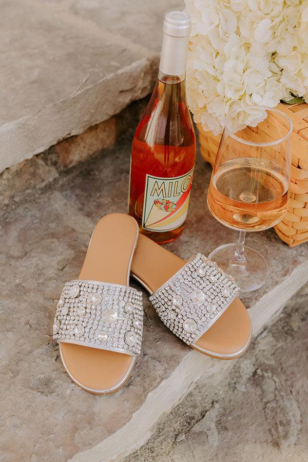 Gimmie Kiss Rhinestone Embellished Sandal in Silver Product Image