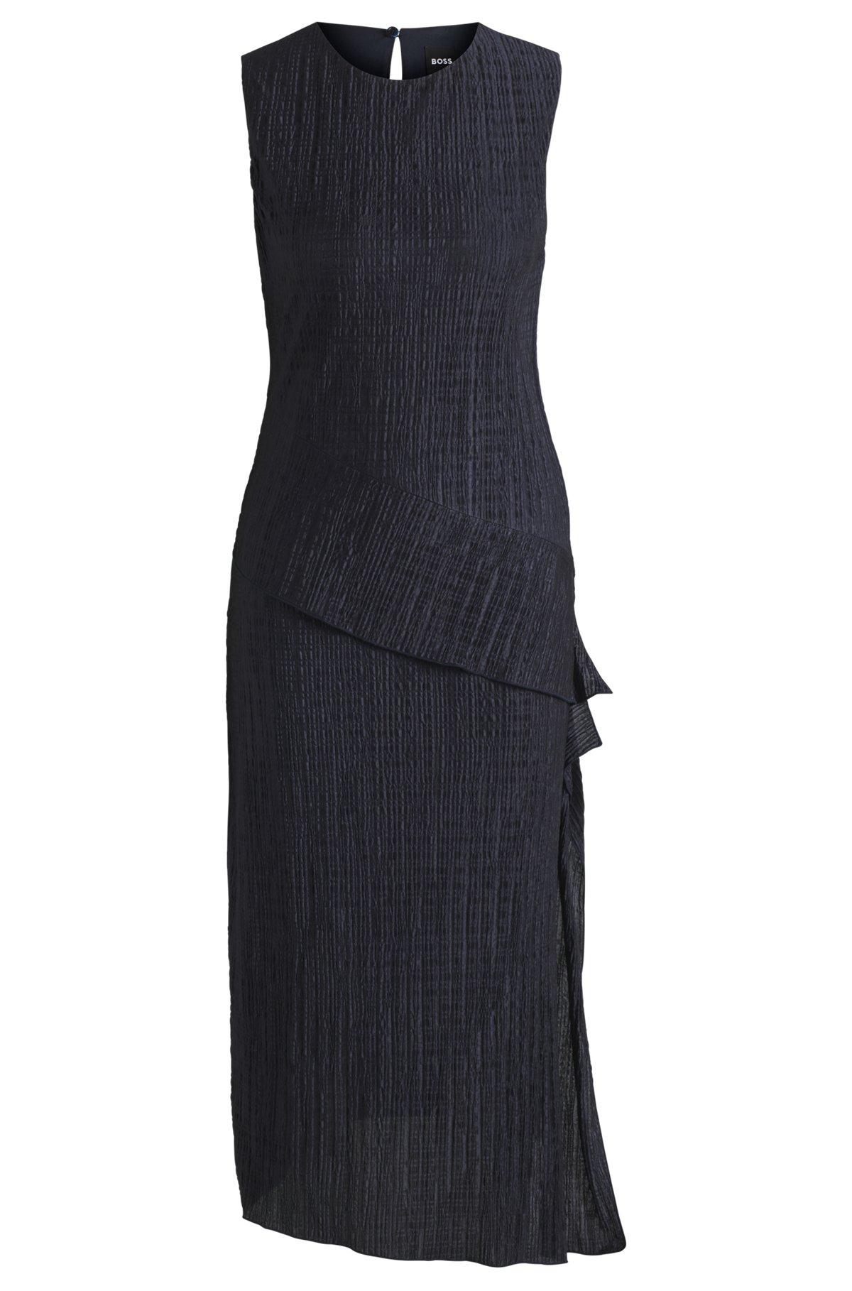 BOSS - Plissé dress with layered effect - Dark Blue Product Image