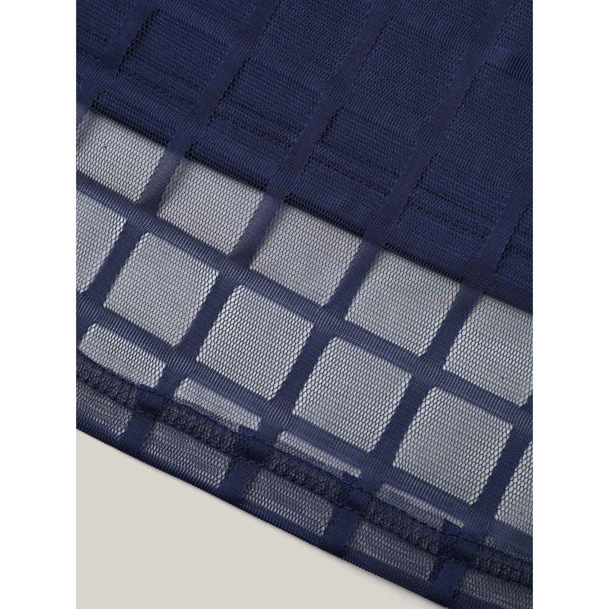 Plus Size Plaid Pattern Pleated Line Midi Skirt Women Indigo Elegant Tiered No stretch Everyday Skirts BloomChic 18-20/2X Product Image