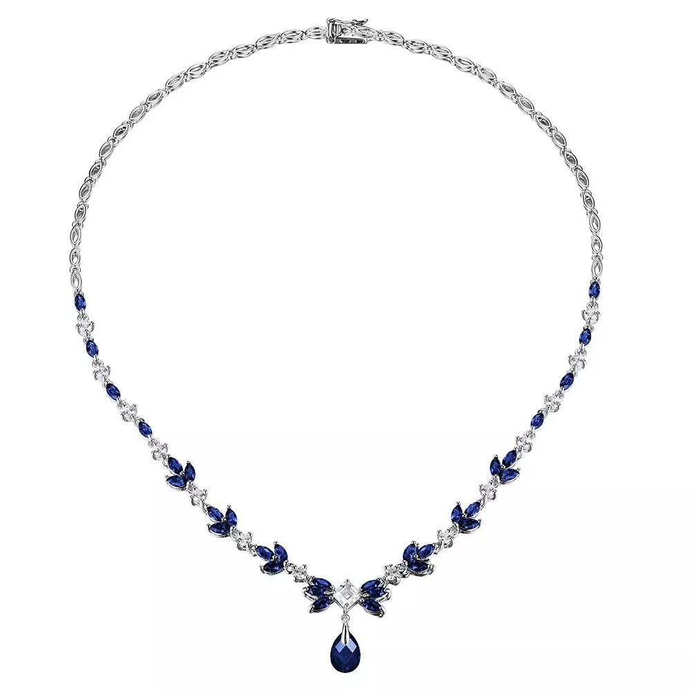 Sterling Silver Lab-Created Blue & White Sapphire Necklace, Women's, Size: 17" Product Image