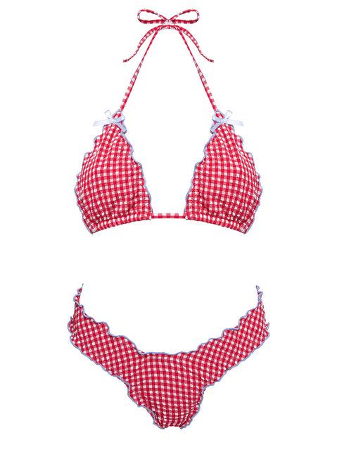 Kathrine Triangle Bikini Top Red Gingham Product Image