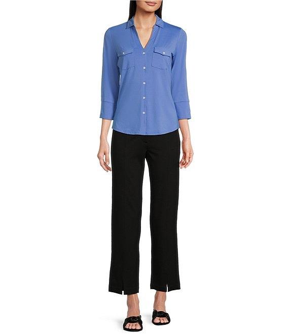 J.McLaughlin Deanne Split Front Hem Knit Straight Leg Cropped Pants Product Image
