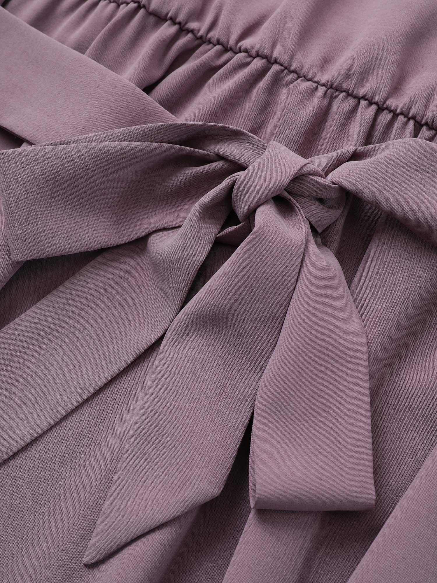 Bloom Dress - Solid Tie Surplice Ruffle High Low Dress Female Product Image