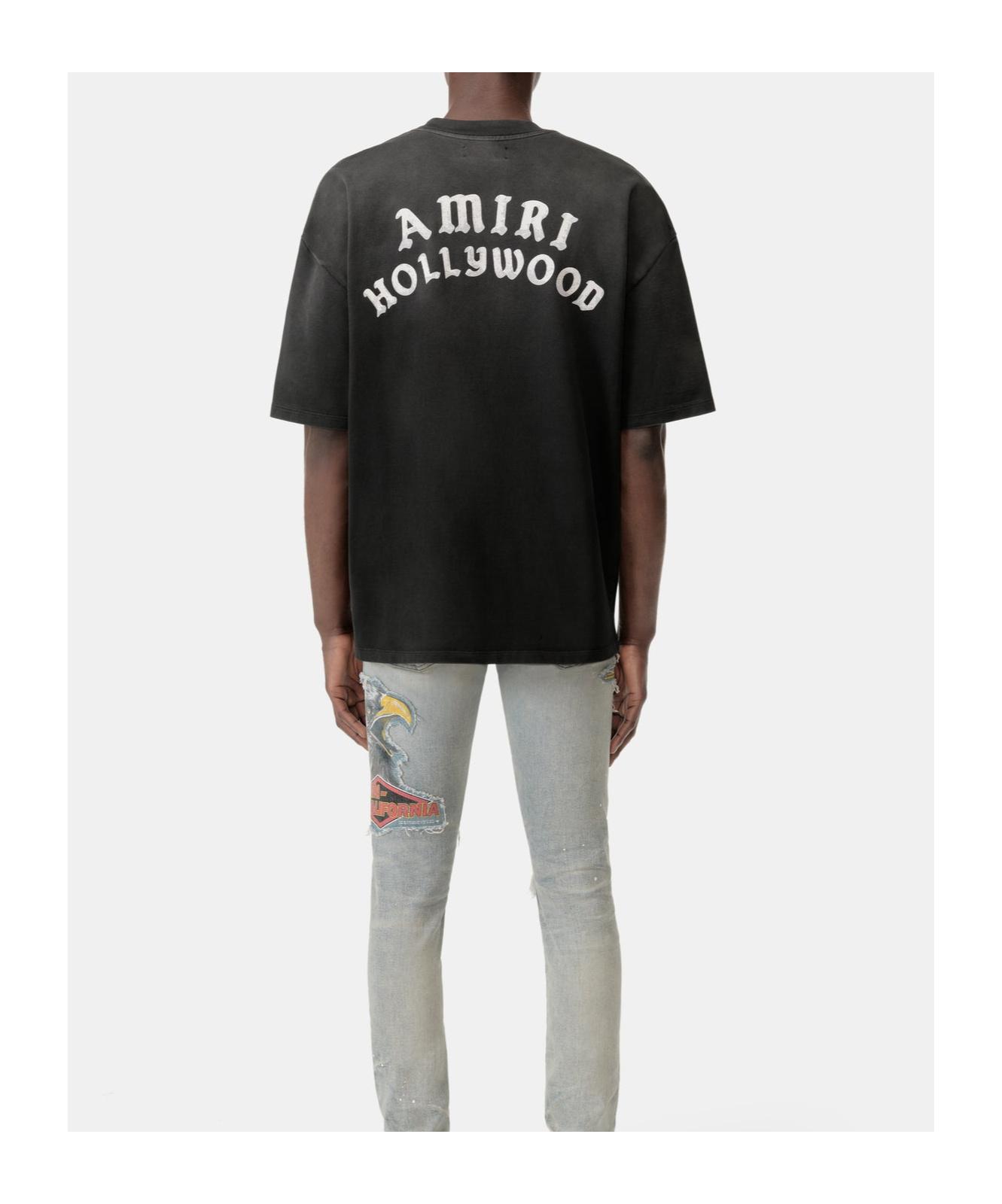 AMIRI Black Crewneck T-shirt With Logo Lettering On Front And Rear Product Image
