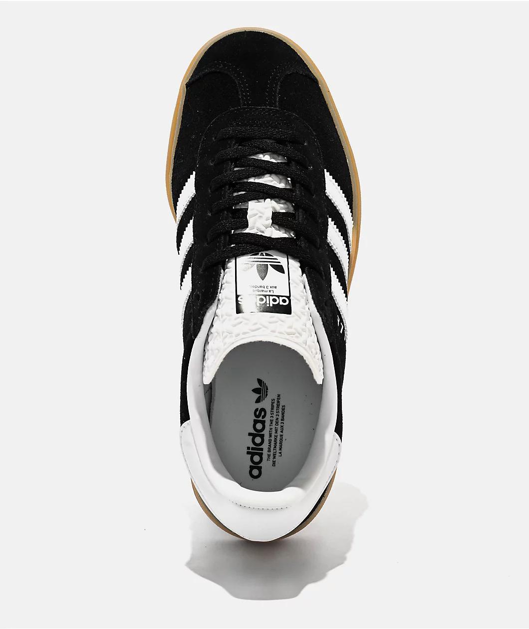 adidas Originals Gazelle Bold Core Black, Cloud White, & Gum Platform Shoes Product Image