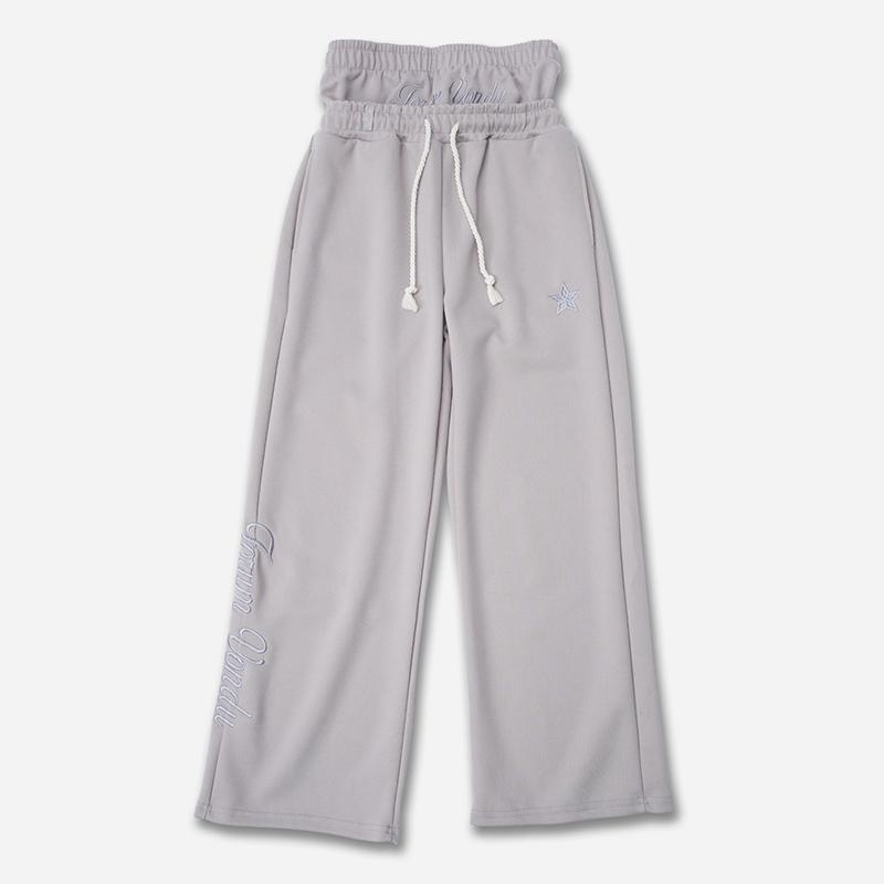 Hiphop Double Waistband Design With Star Embroidery Sweatpants Product Image