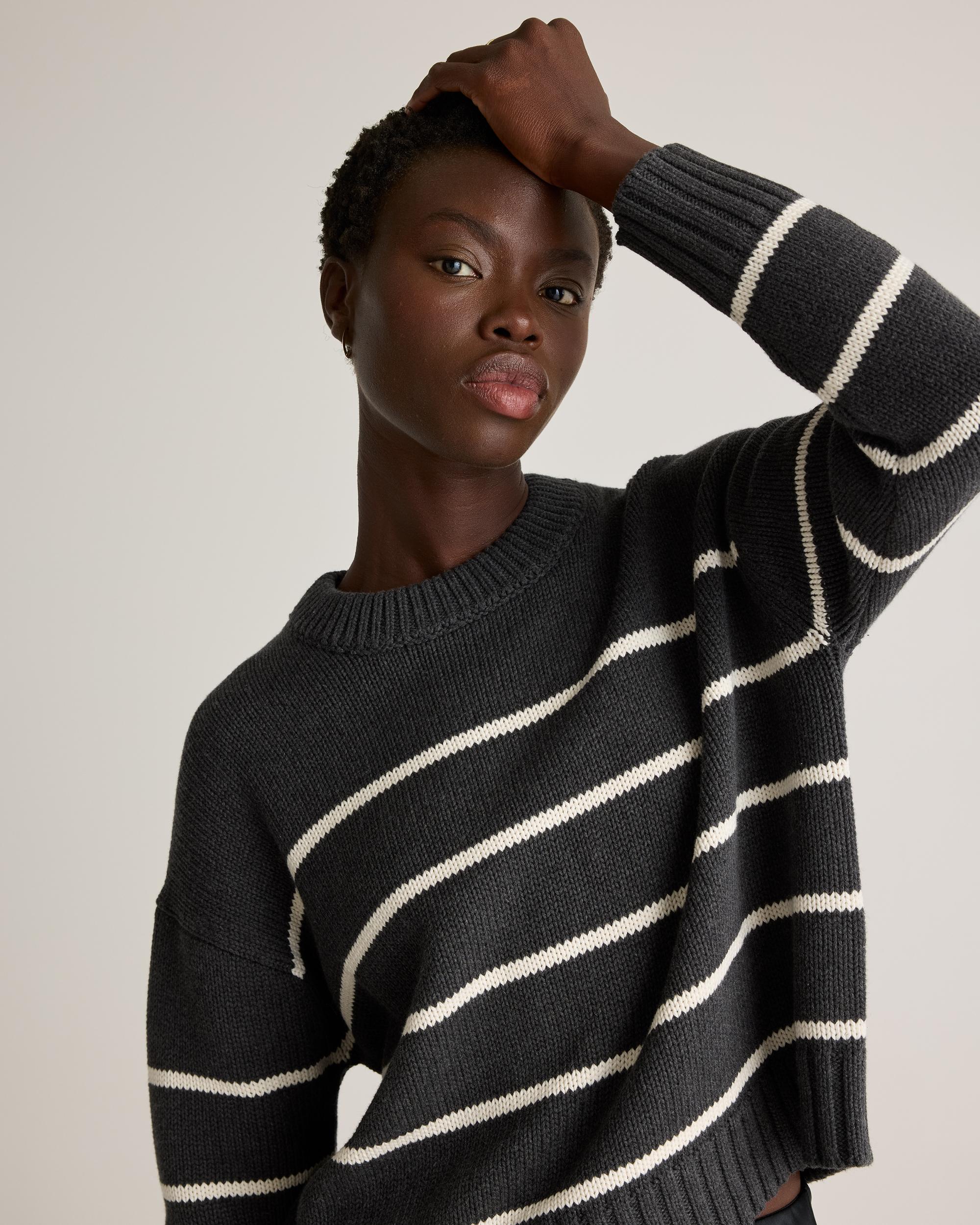Quince | Women's Striped Crew Sweater Organic Cotton Product Image