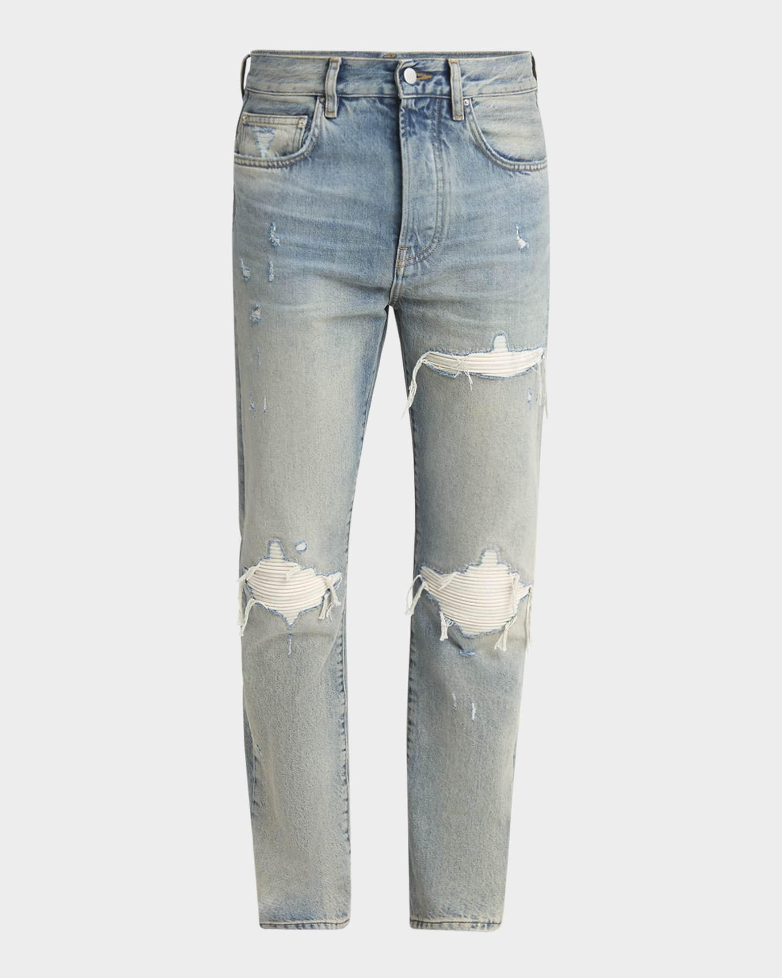 Men's MX1 Distressed Jeans with Pleated Suede Product Image