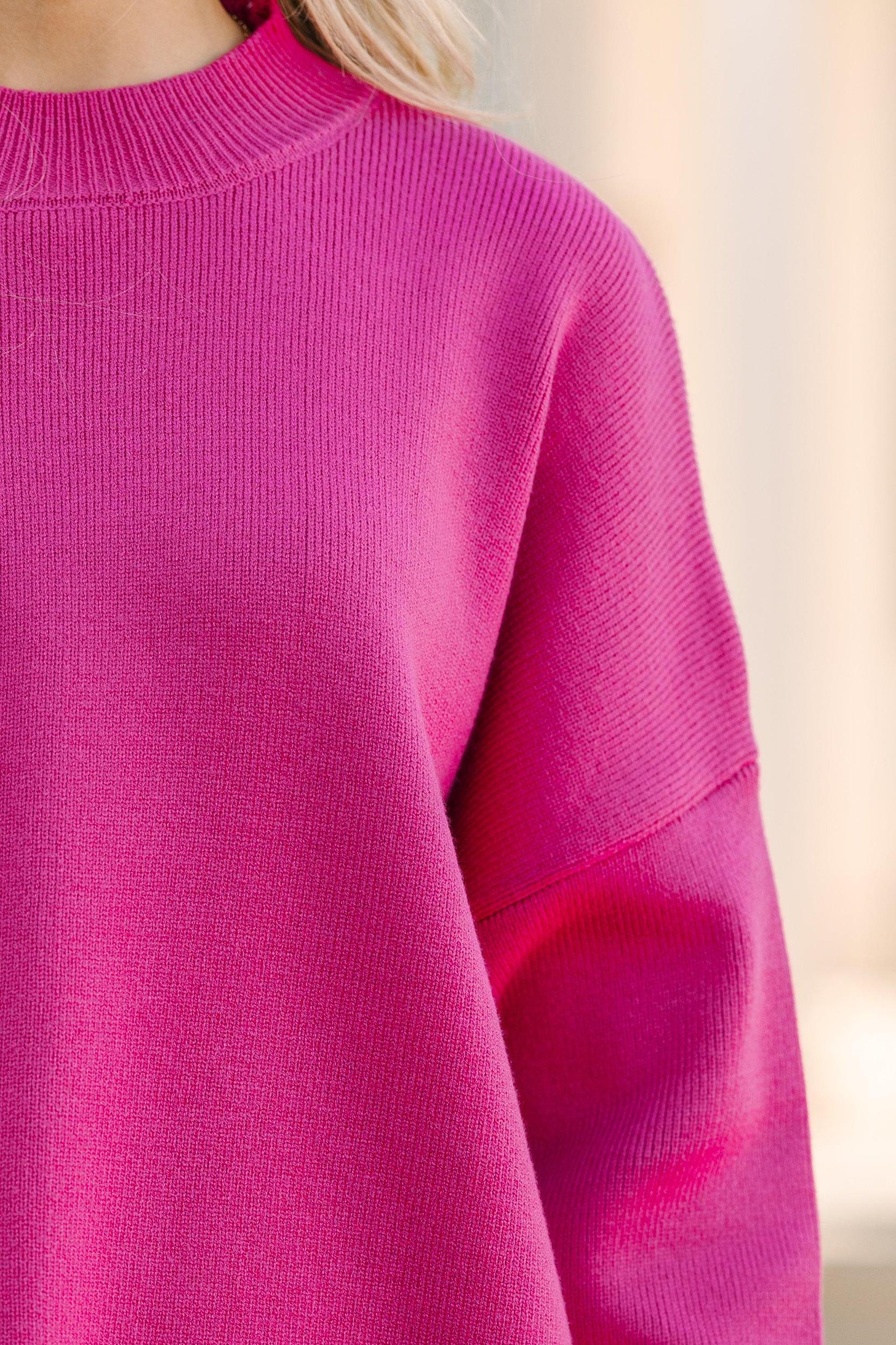 Perfectly You Fuchsia Pink Mock Neck Sweater Female Product Image