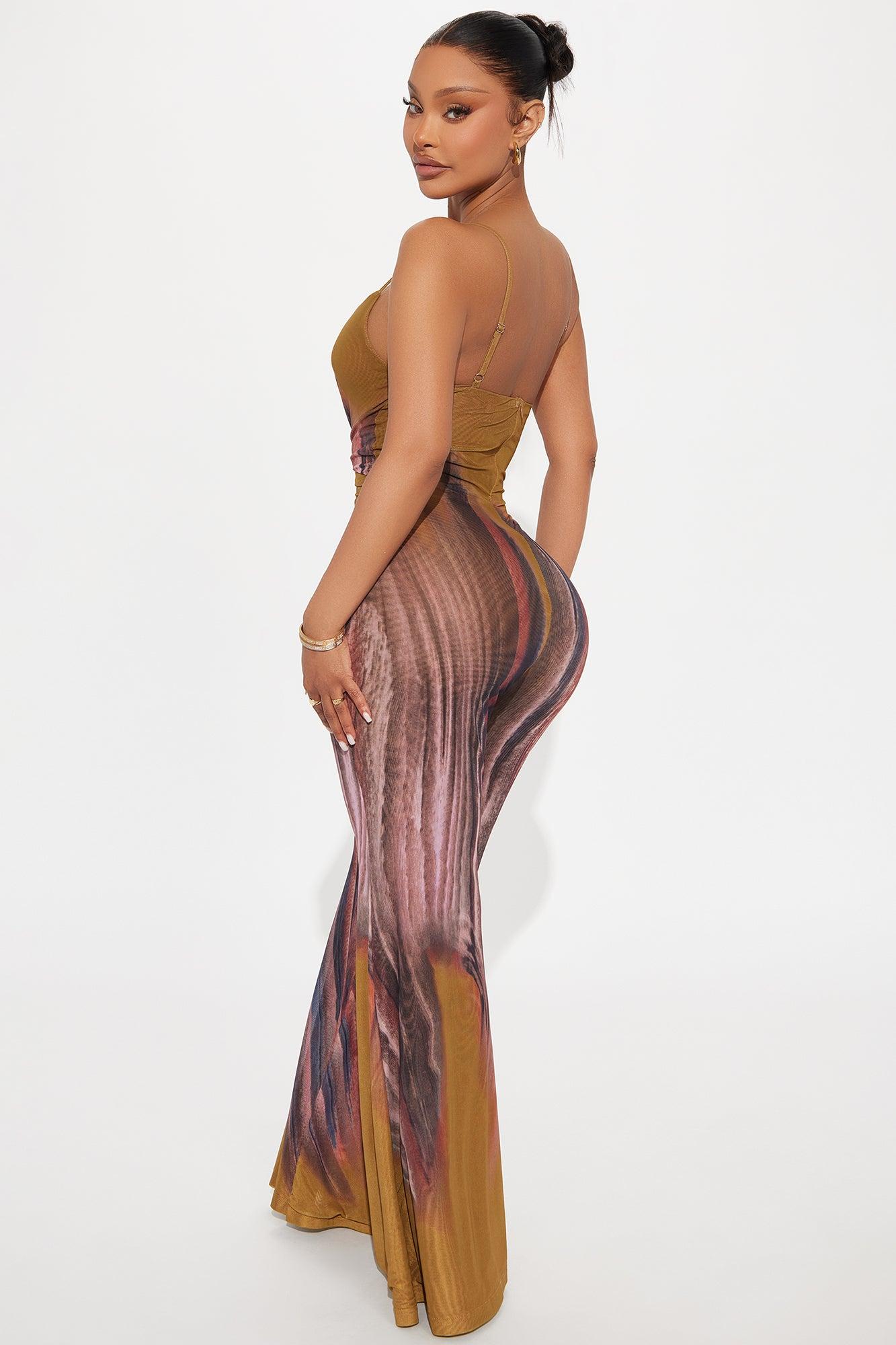Aurenna Mesh Jumpsuit - Tan/Multi Female Product Image