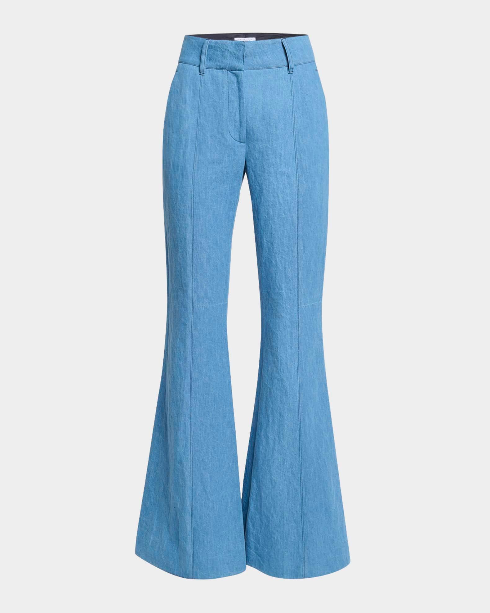 Rhein Mid-Rise Linen Flared Pants Product Image
