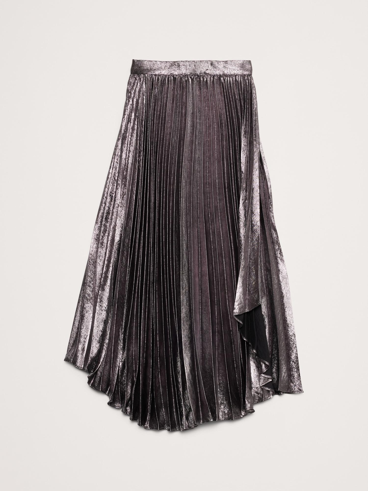 Pleated Asymmetrical Midi Skirt Product Image