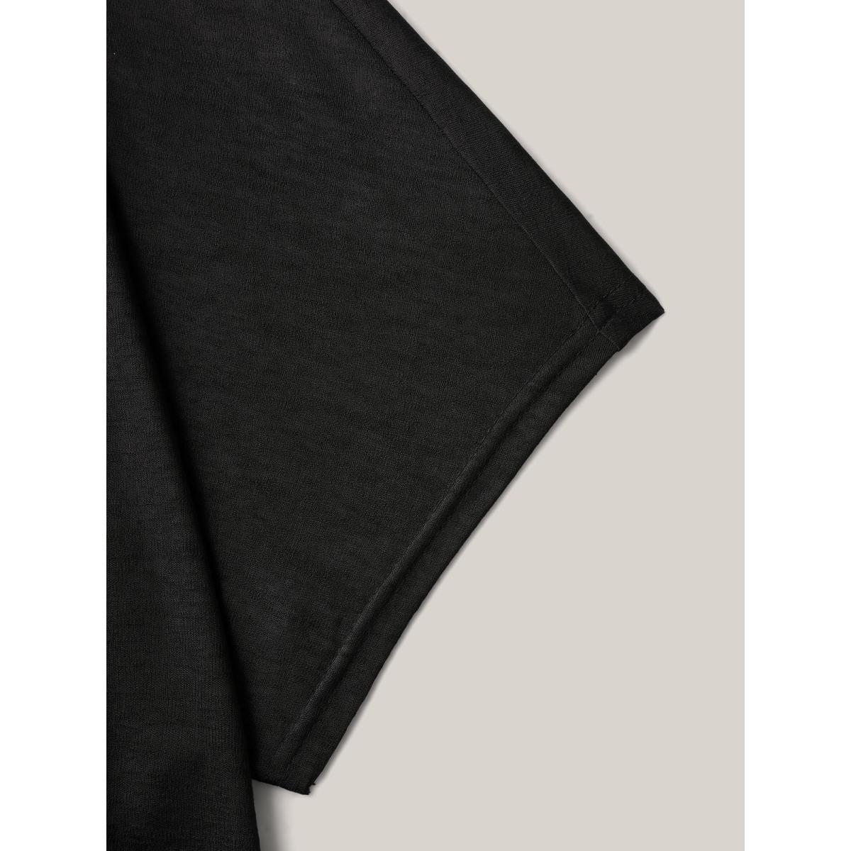 Plus Size Sheer Textured Open Front Kimono Women Black Leisure See through Loose Casual Kimonos BloomChic 30/6X Product Image