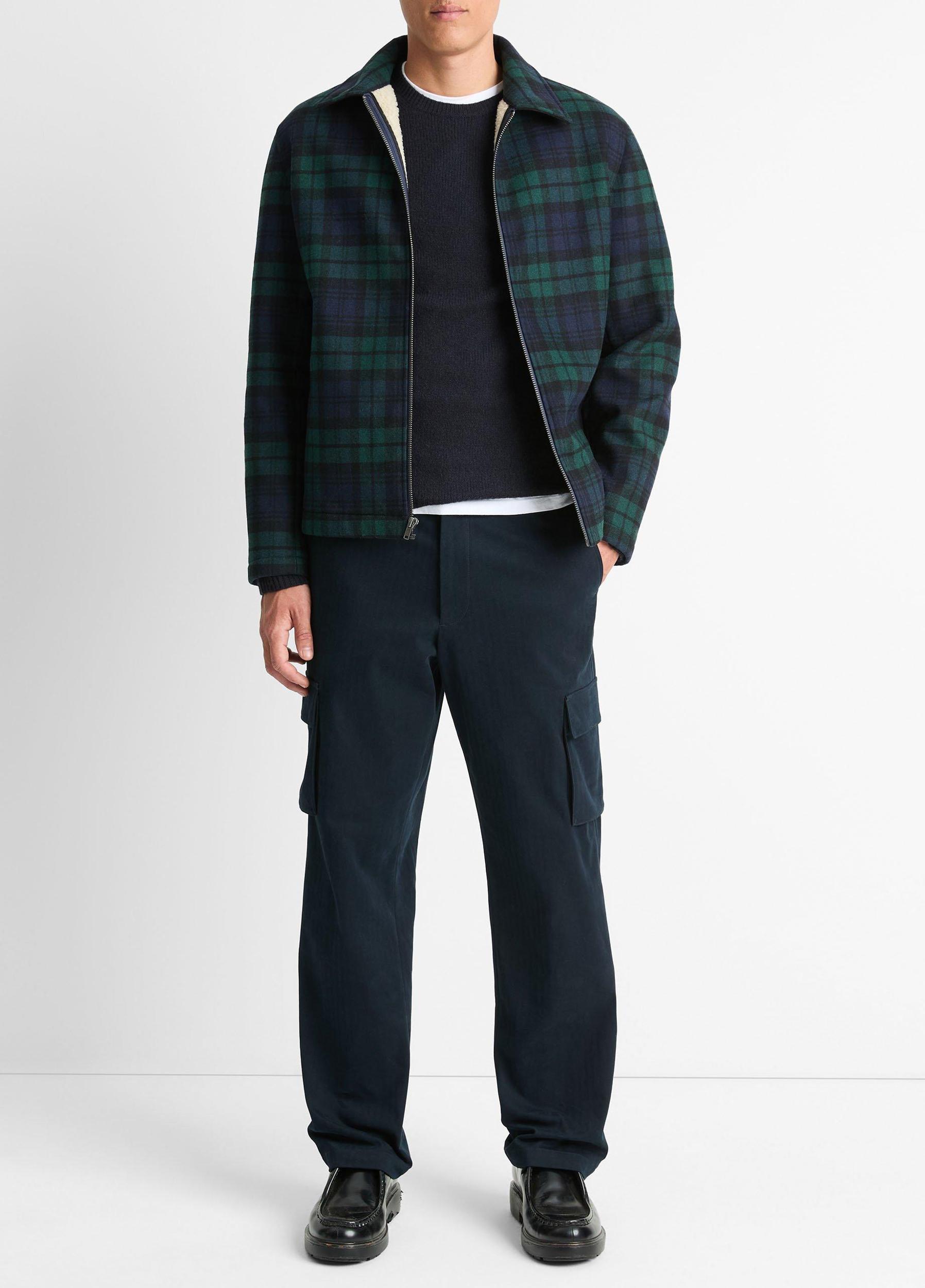 Sherpa-Lined Plaid Wool-Blend Jacket Product Image