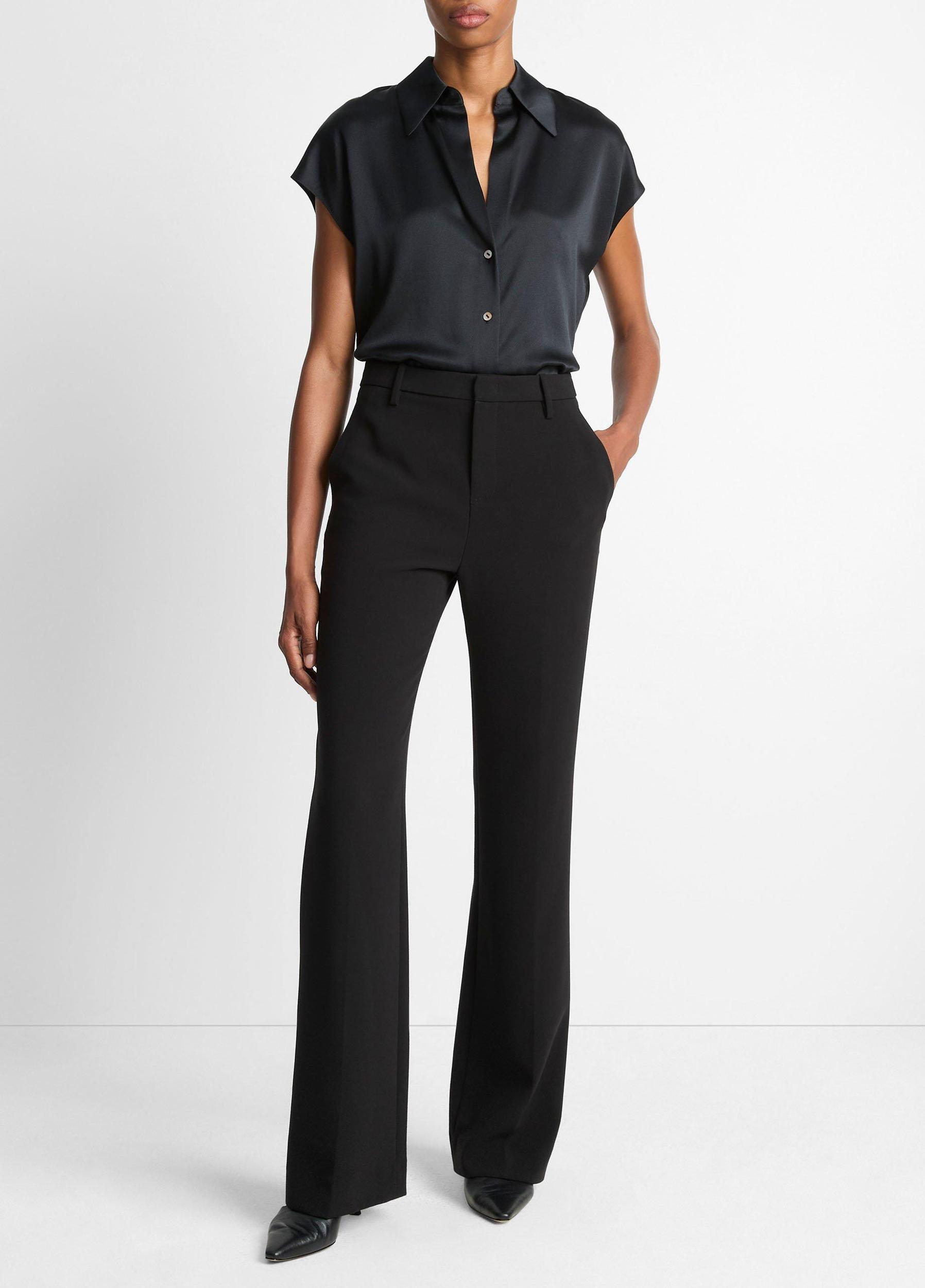 Silk Cap-Sleeve Ruched-Back Blouse Product Image