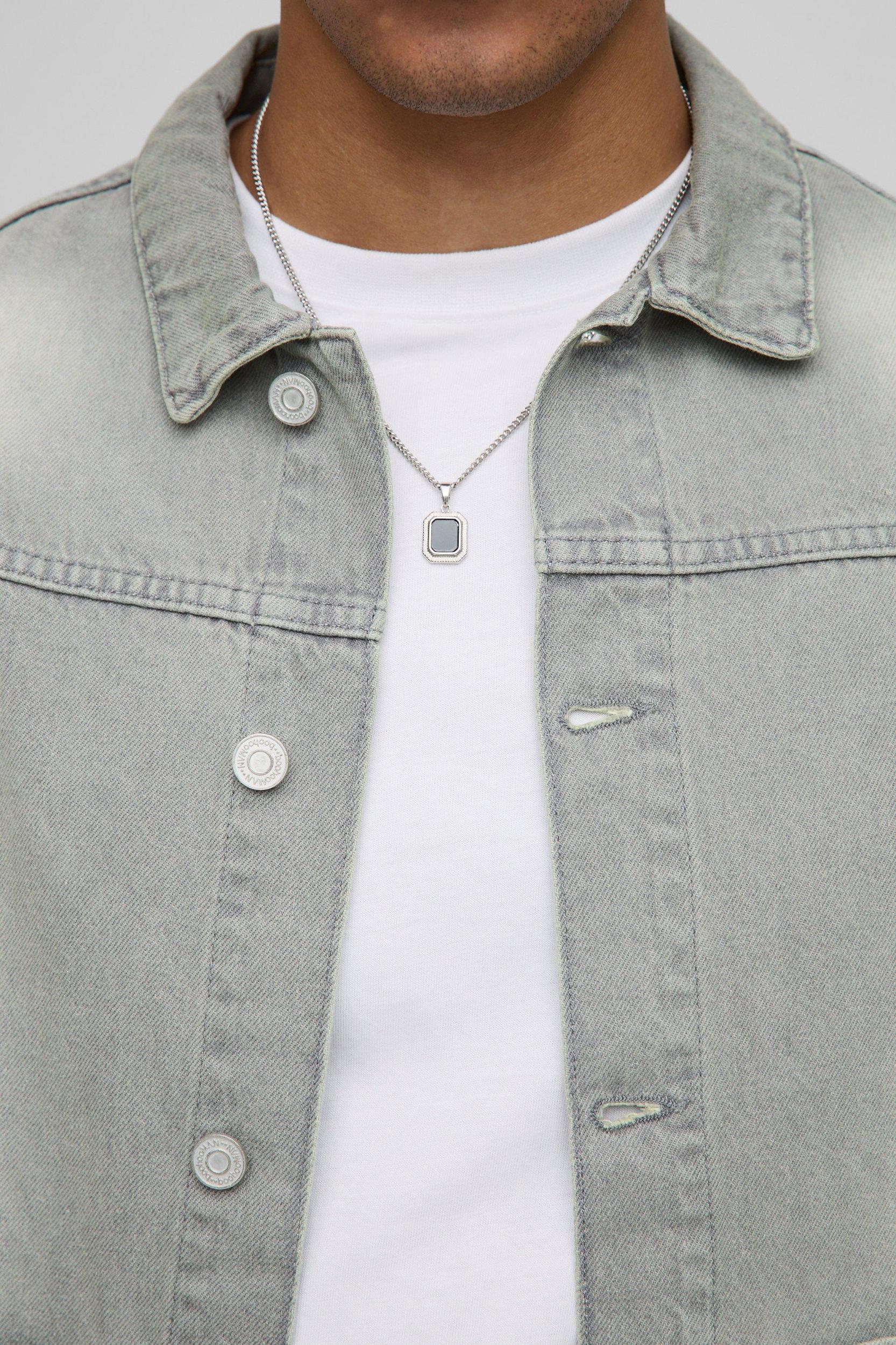 Boxy Short Sleeve Tinted Denim Shirt | boohooMAN USA Product Image