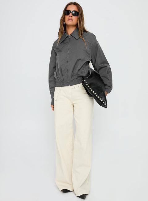 Call You Up Bomber Jacket Charcoal Product Image