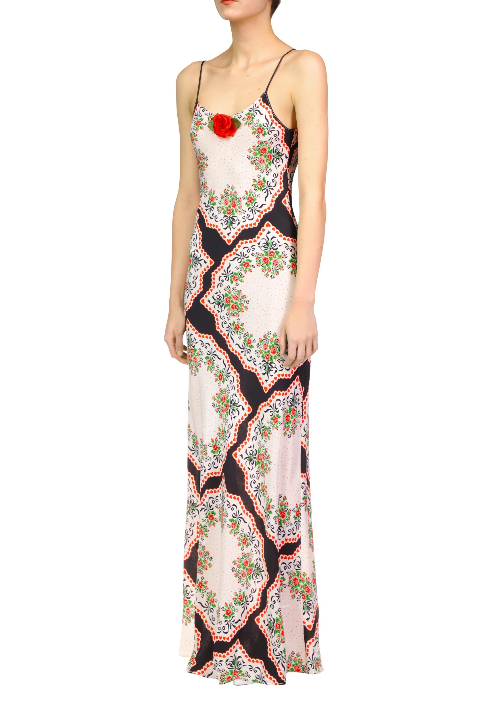 Floral Bouquet Silk Maxi Slip Dress Product Image