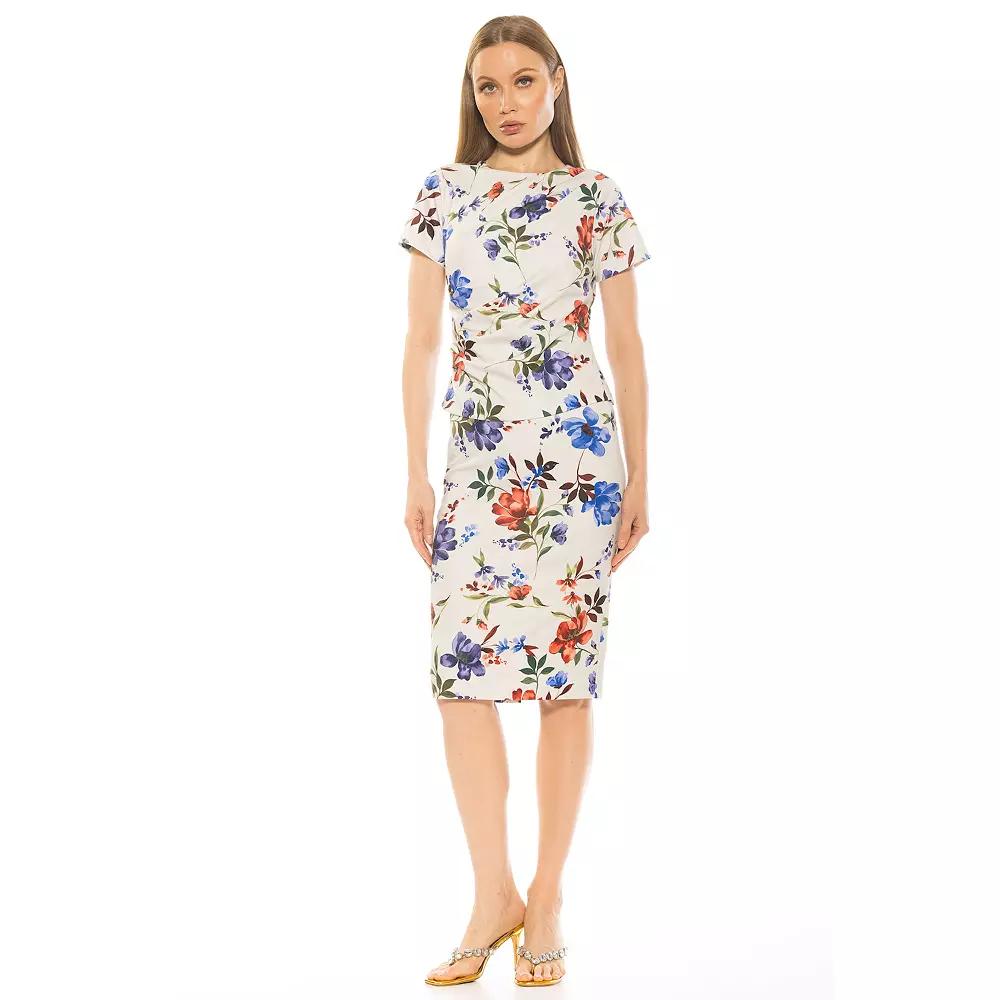 Women's ALEXIA ADMOR Robin Crewneck Draped Midi Dress,  Product Image