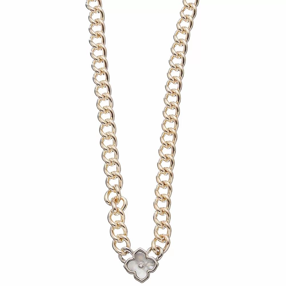 Juvell 18k Gold Plated Mother of Pearl Clover Necklace, Women's, Size: 18", Gold Tone Product Image