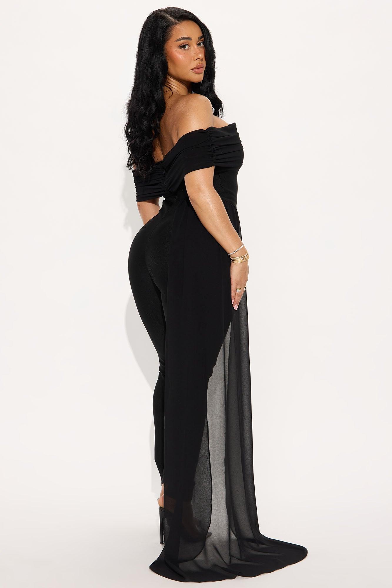 Extra Care Ruched Bandage Jumpsuit - Black Product Image