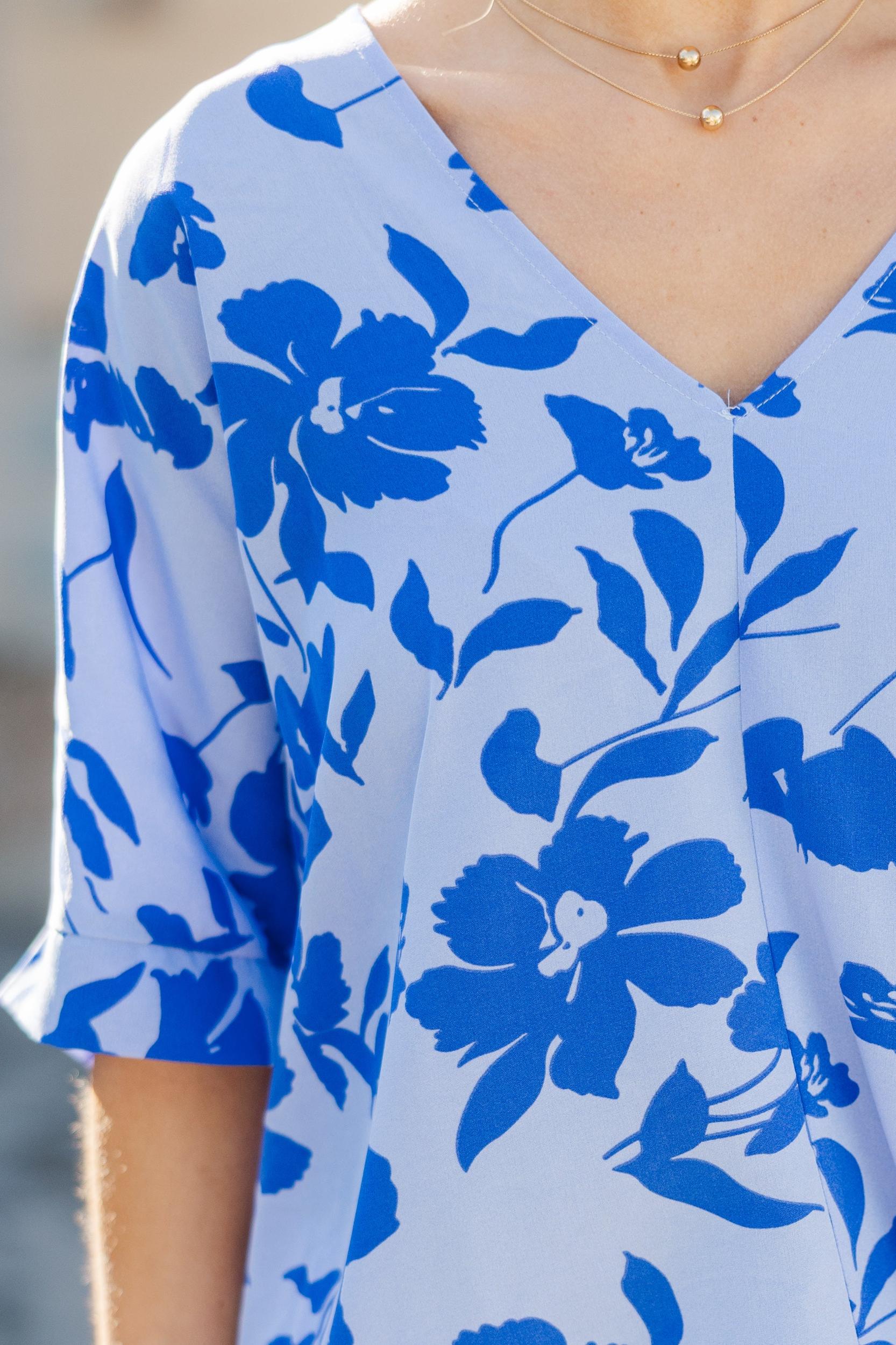 By The Garden Blue Floral Top Female Product Image