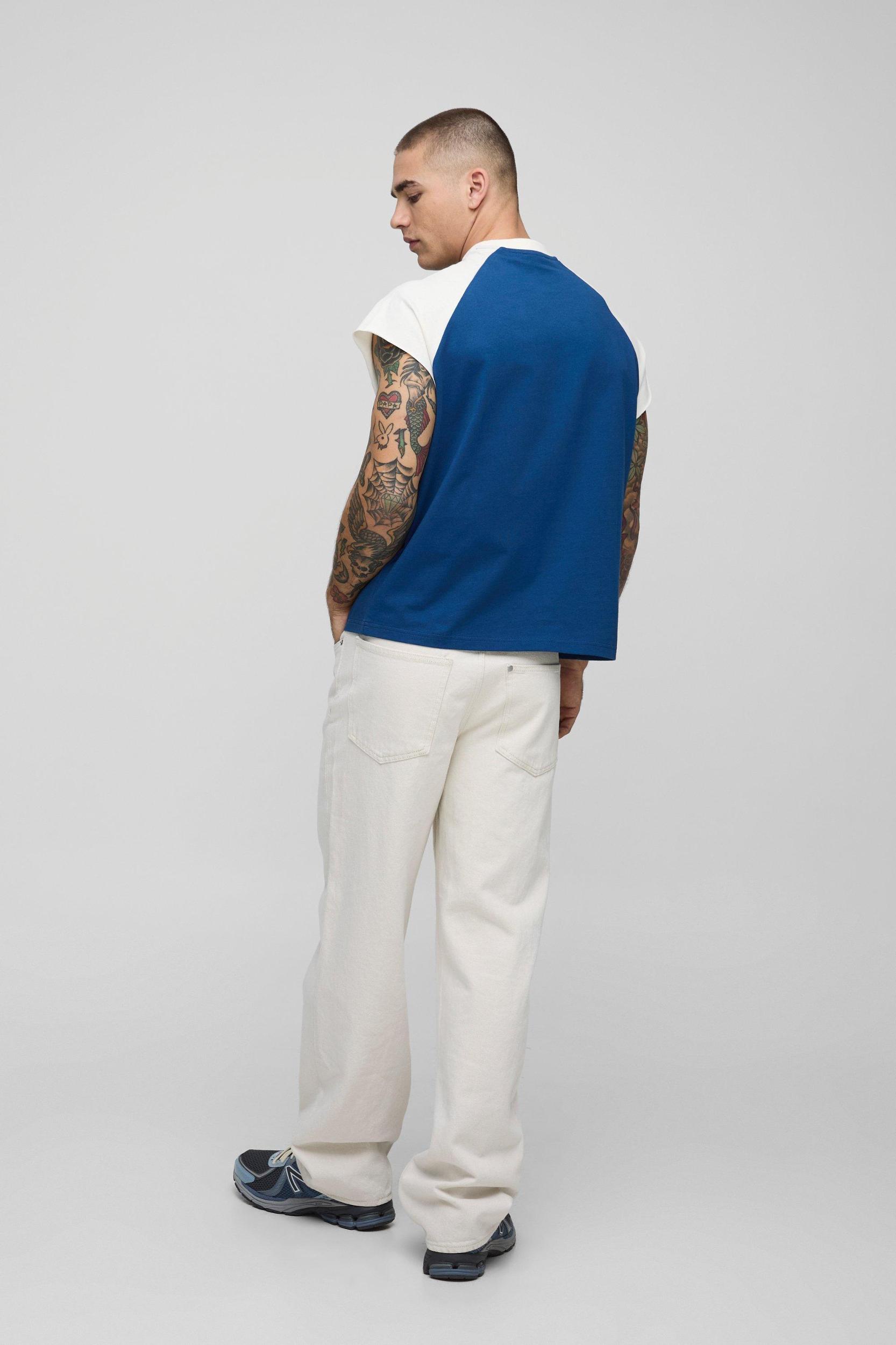 Oversized Boxy Contrast Panel Raglan Sleeve Tank | boohooMAN USA Product Image