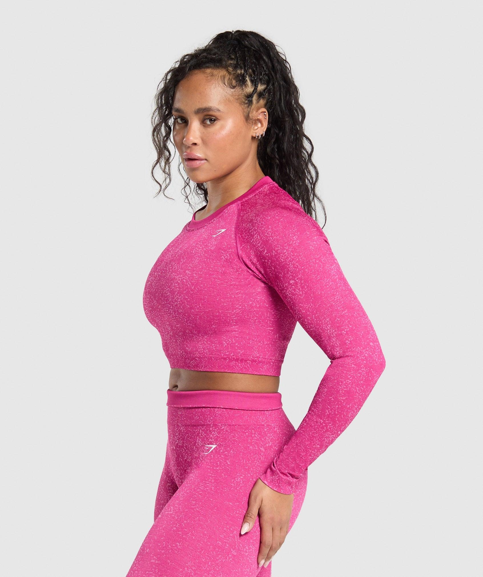 Gymshark Adapt Fleck Seamless Long Sleeve Crop Top - Winning Pink/Sour Pink Female Product Image