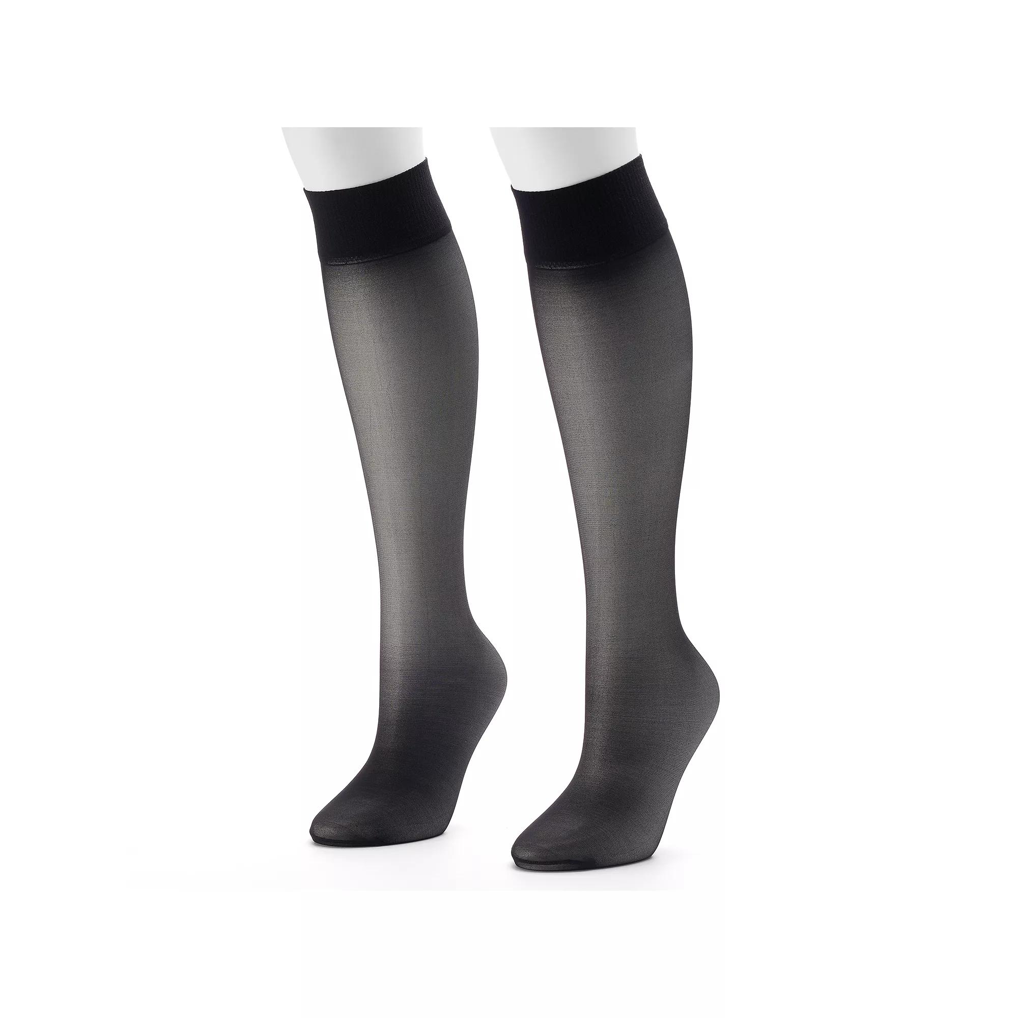 Hanes® Alive 2-pk. Full Support Knee-High Pantyhose 0A446, Women's, Little Color Product Image