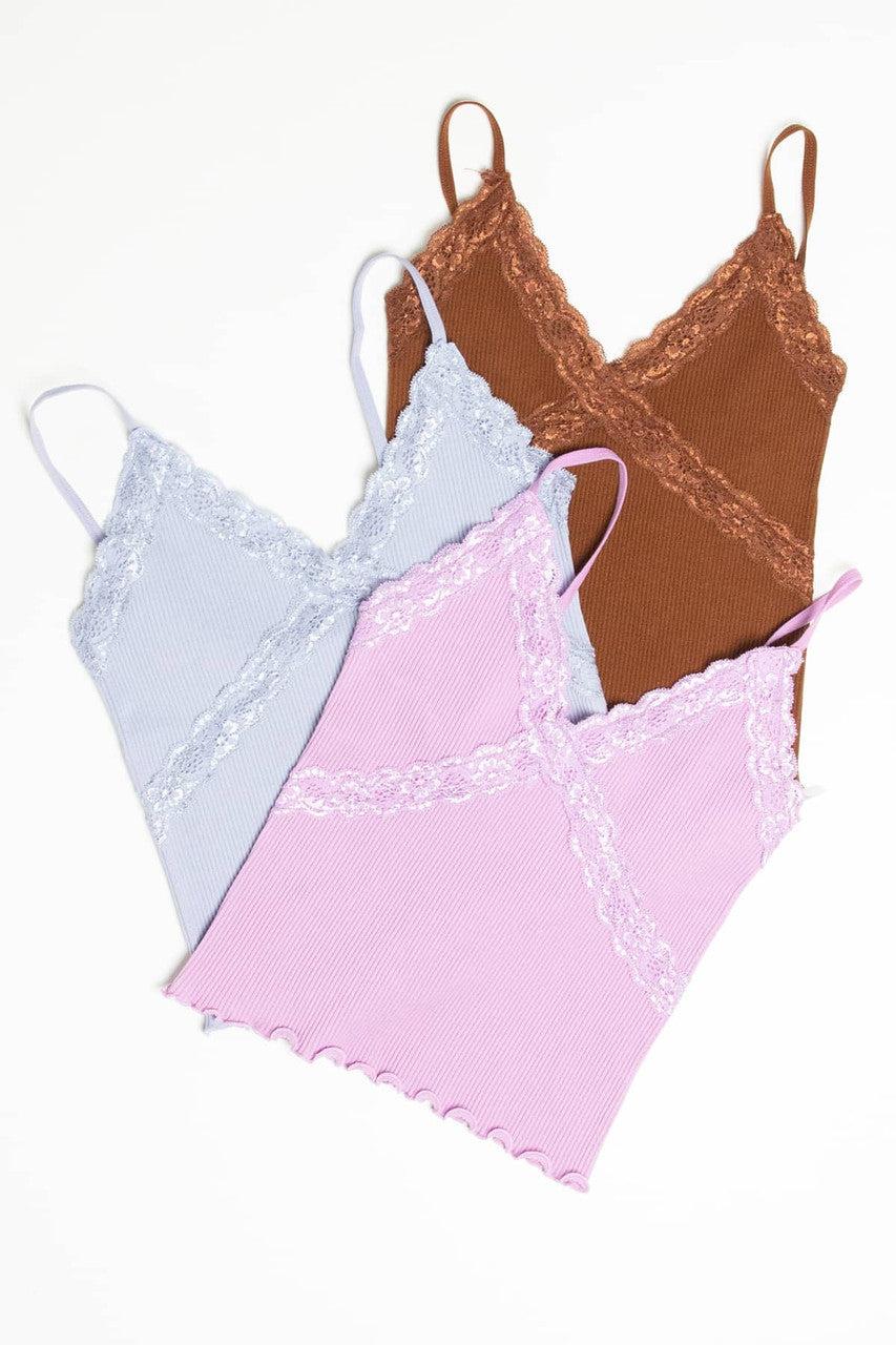 Violet Seamless Lace Trim Crop Cami Product Image