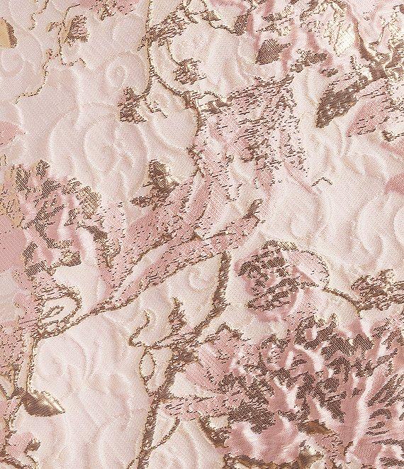 Xscape Plus Size Off-The-Shoulder Sweetheart Neck Short Sleeve Brocade Ball Gown Product Image