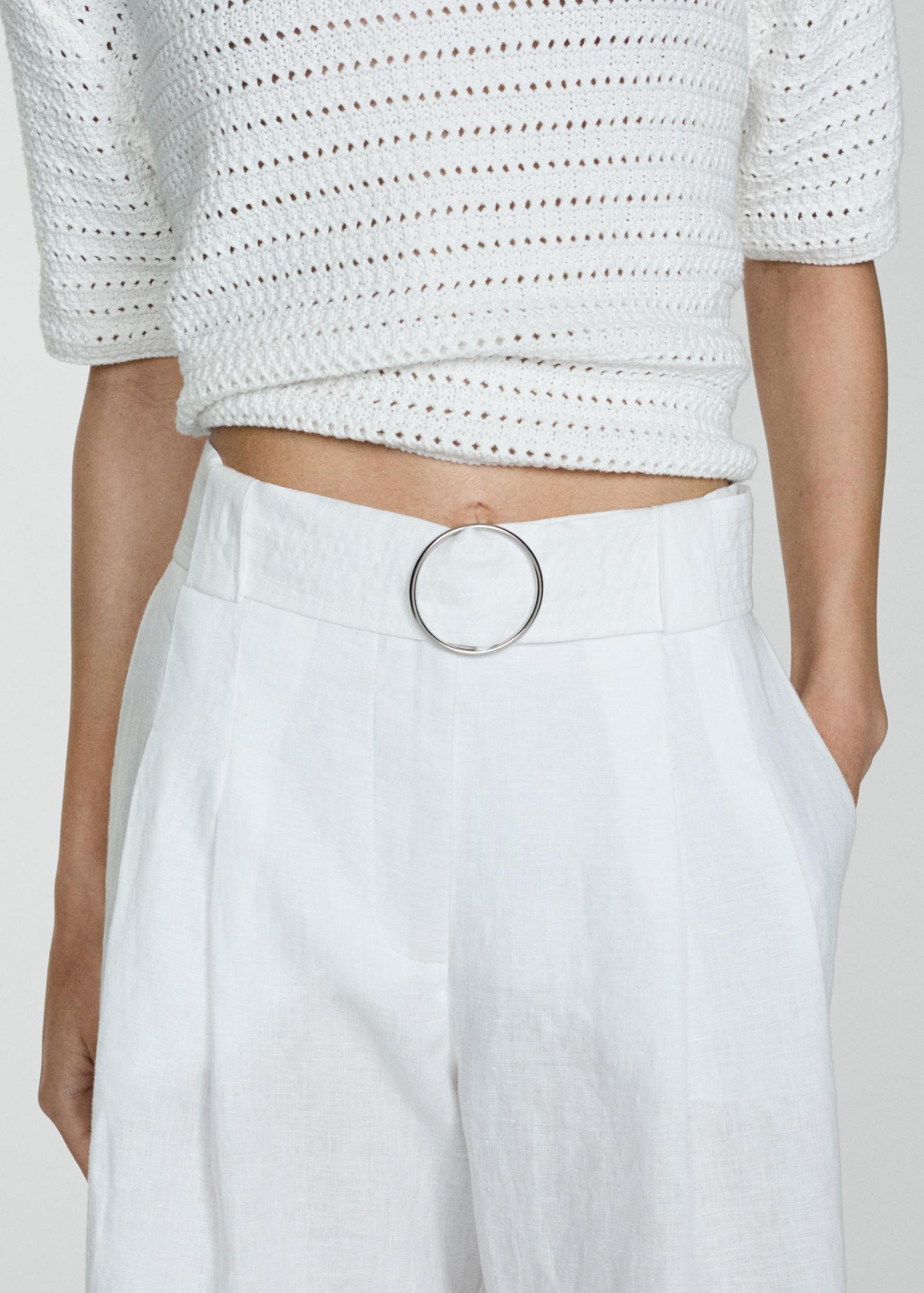 Belt linen-blend Bermuda shorts - Women | MANGO USA Product Image