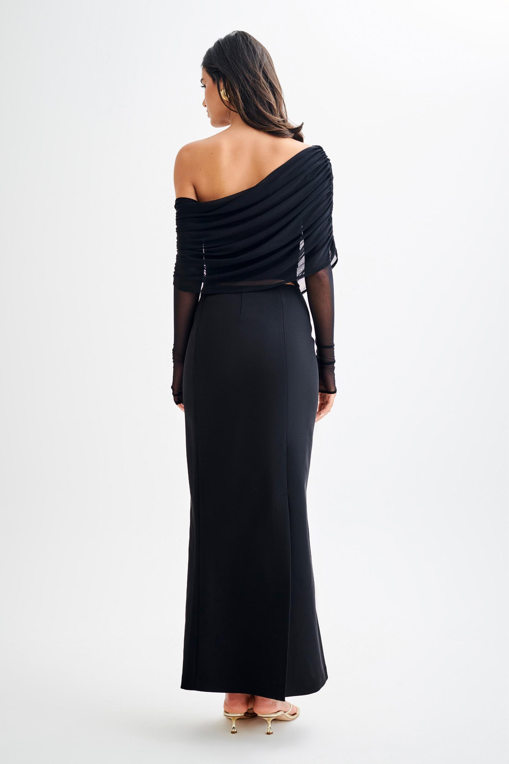 Everly Sheer Mesh Off Shoulder Top - Black Product Image