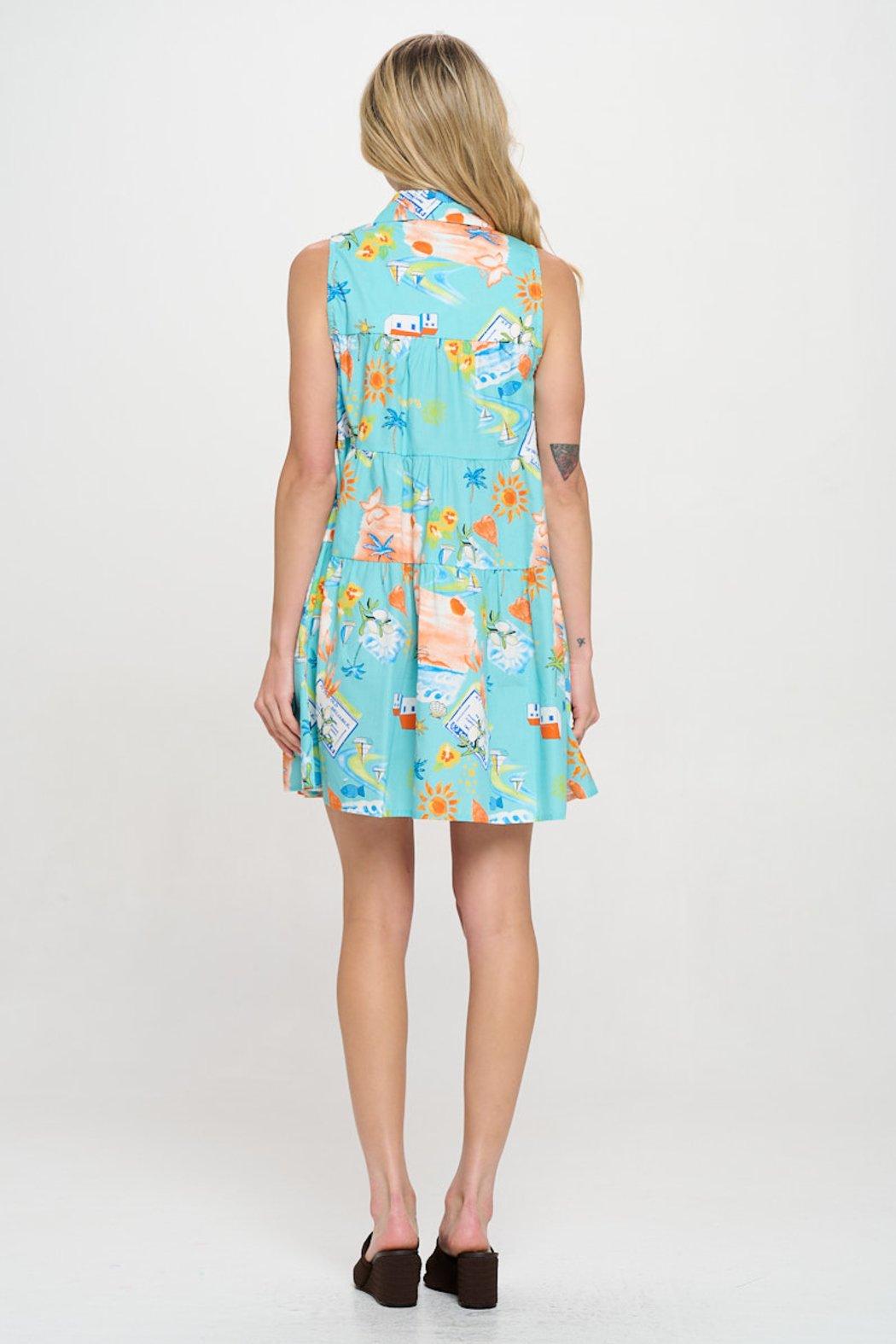 Azure Escape Button Down Shirt Dress Product Image