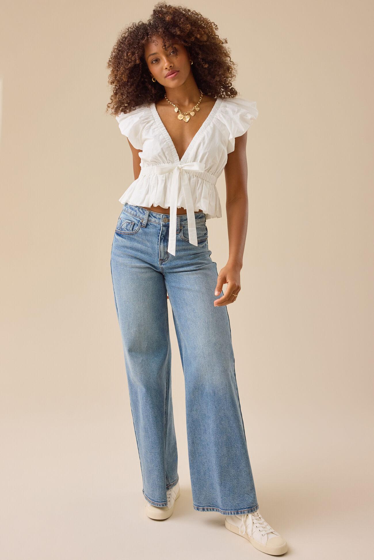 Vivian Bubble Hem Bow Top Product Image