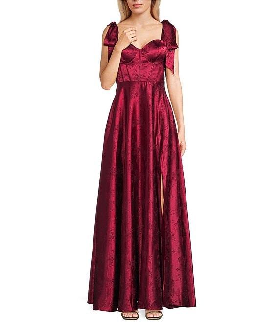 B. Darlin Floral Satin Jacquard Tie Strap Dress Product Image