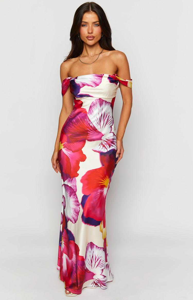 Ella Pink Floral Print Off Shoulder Formal Dress Baby Product Image