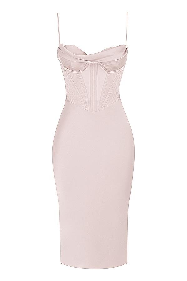 Myrna  crystal satin corset midi dress Product Image