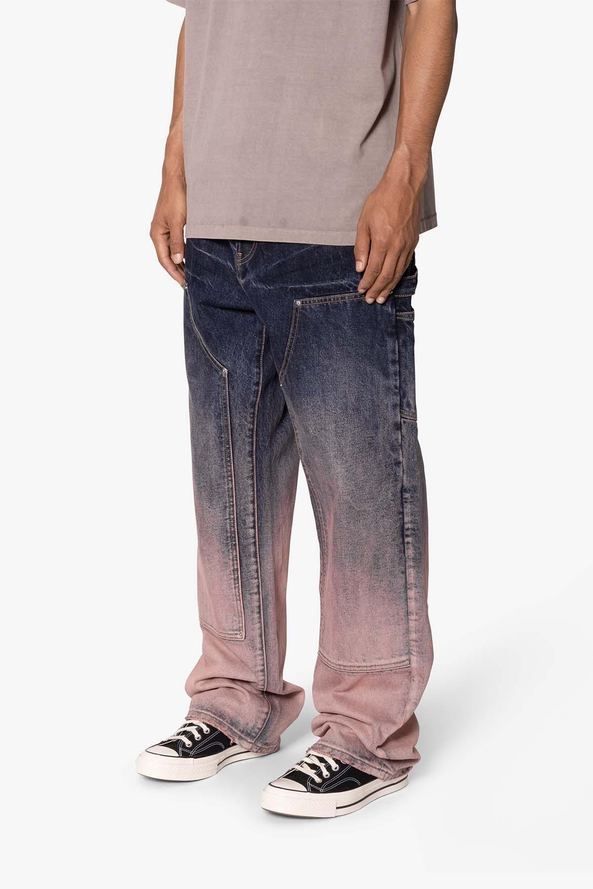 Ultra Baggy Gradient Double Knee Denim - Blue/Pink Product Image