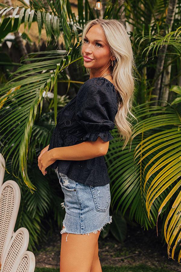 The Next Chapter Eyelet Top In Black Product Image