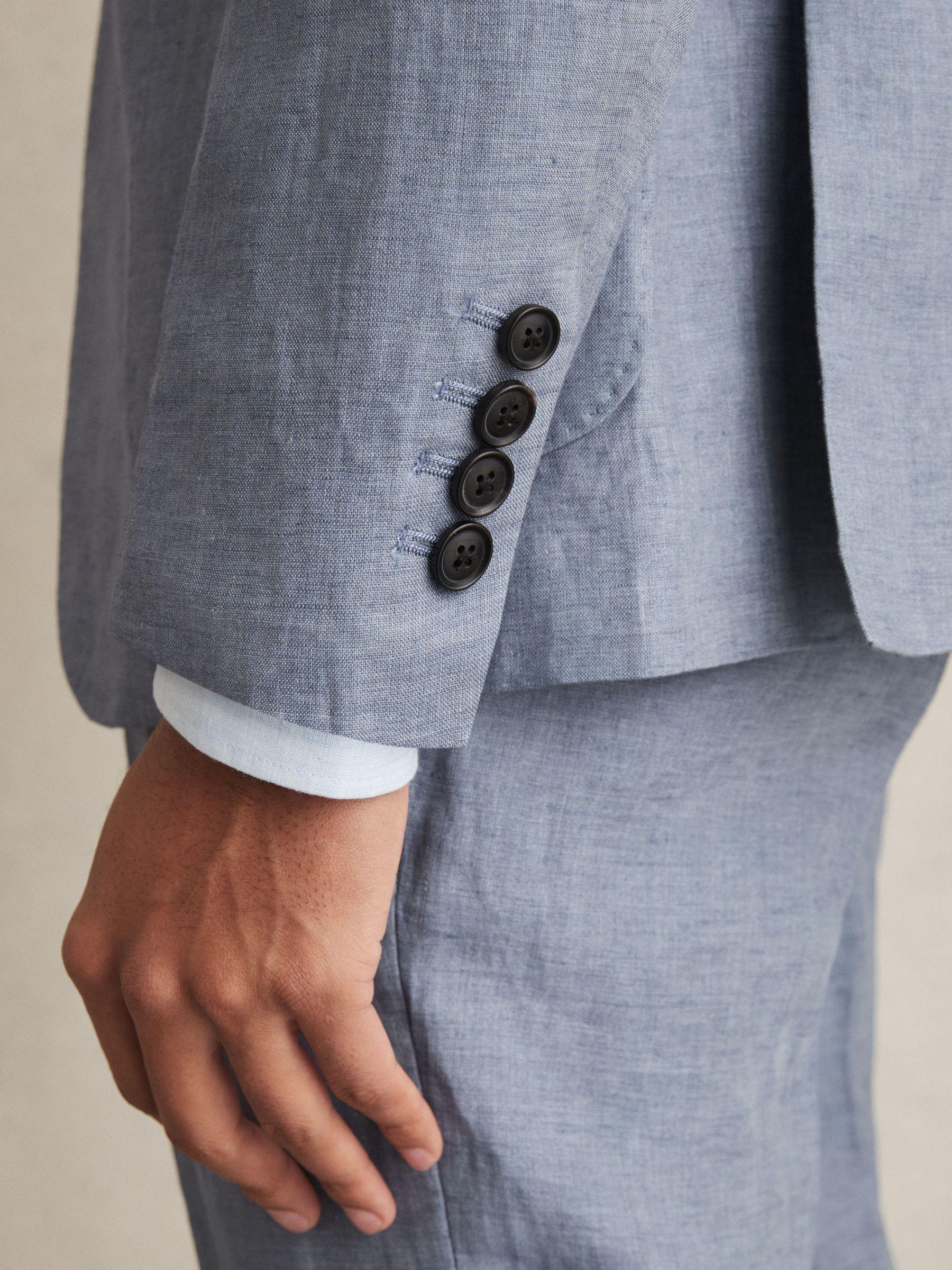 Regular-Fit Double-Breasted Sharkskin Wool-Blend Suit Blazer in Charcoal Grey Product Image