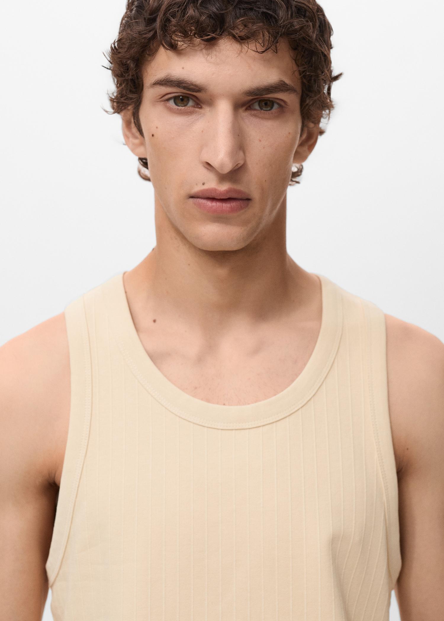 Striped strap T-shirt - Men | MANGO USA Product Image