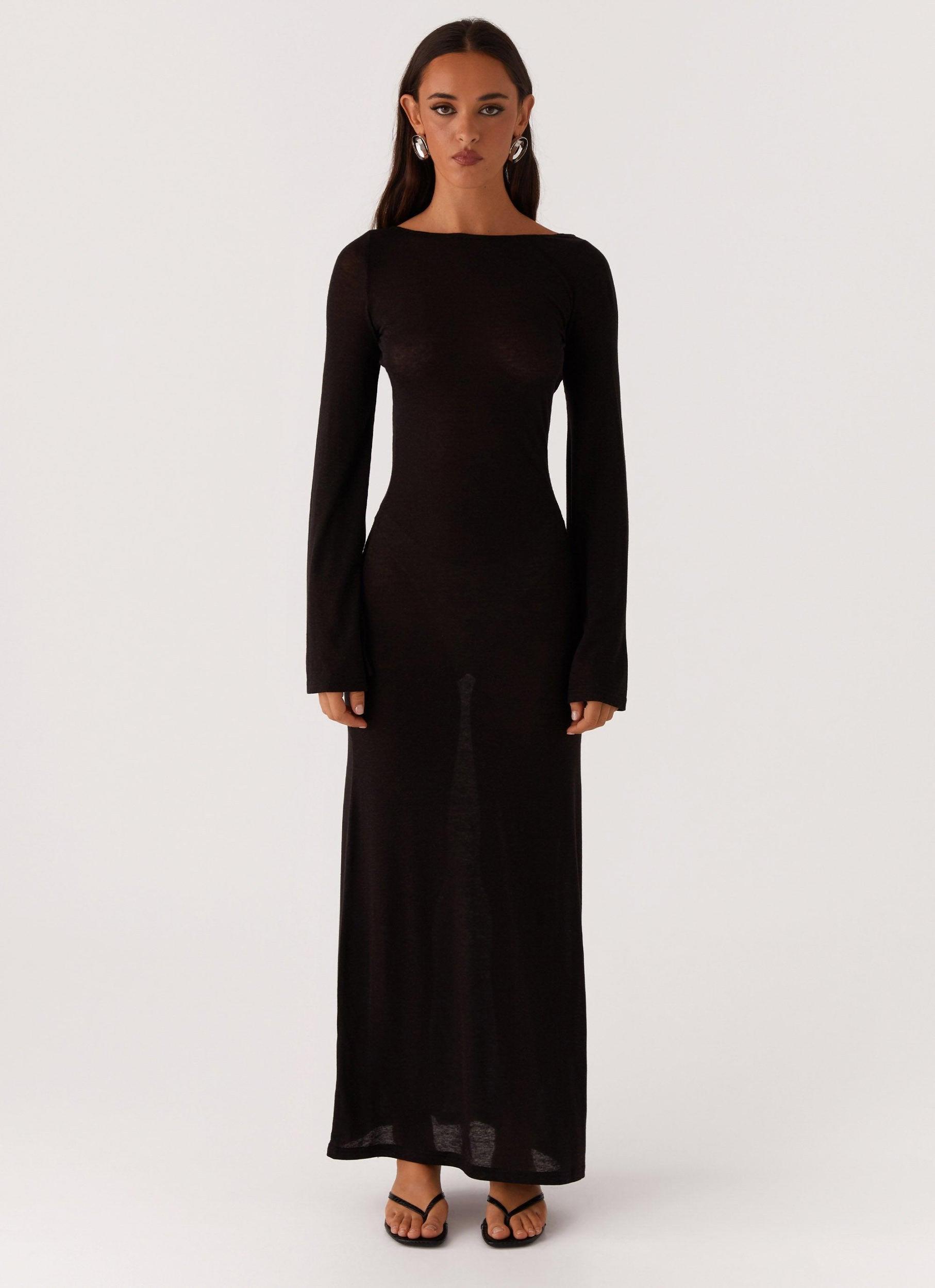 Olivia Long Sleeve Maxi Dress - Black Product Image