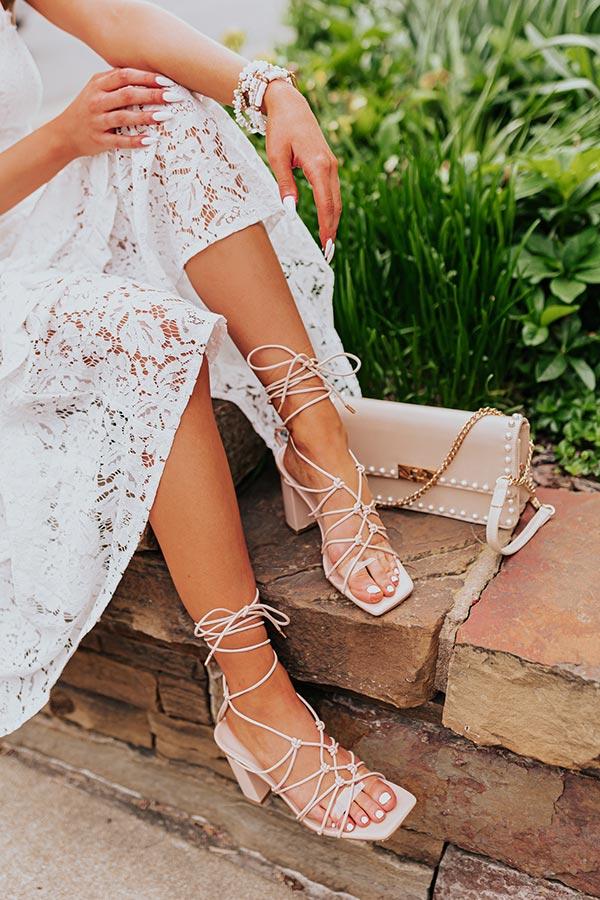 The Biana Faux Leather Lace Up Heel in Natural Product Image