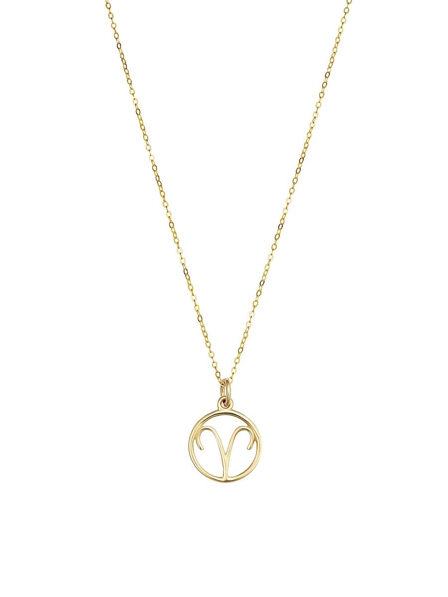 Womens 14K Yellow Solid Gold Zodiac Pendant Necklace Product Image