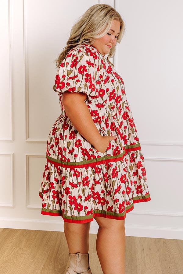 Fresh Horizon Floral Mini Dress in Rust Curves Product Image