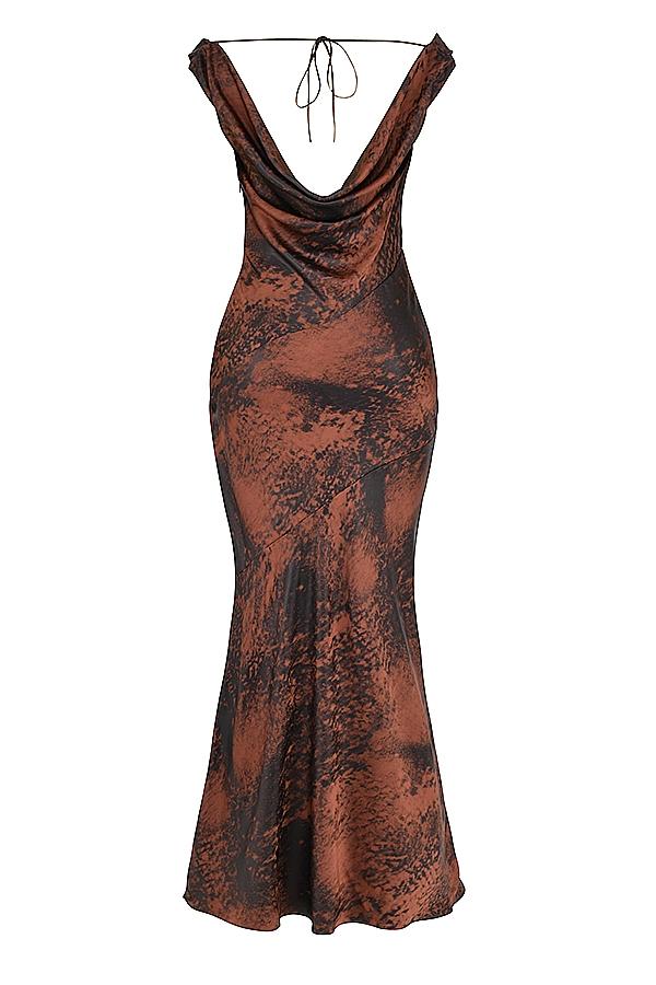 Alaina  antique copper bias cut maxi dress - sale Product Image