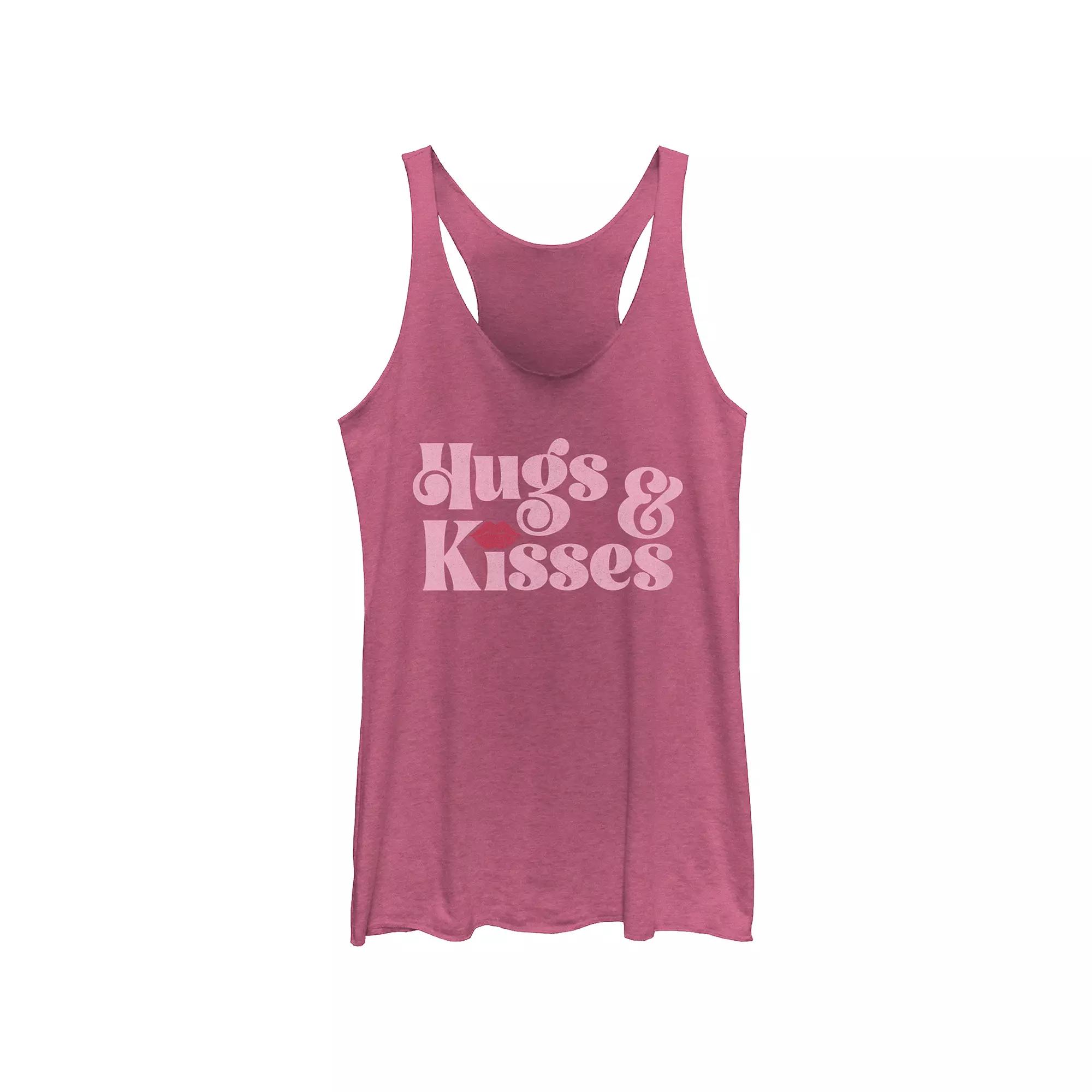 Juniors' Hugs And Kisses Tri-Blend Racerback Graphic Tank Top, Girl's,  Product Image