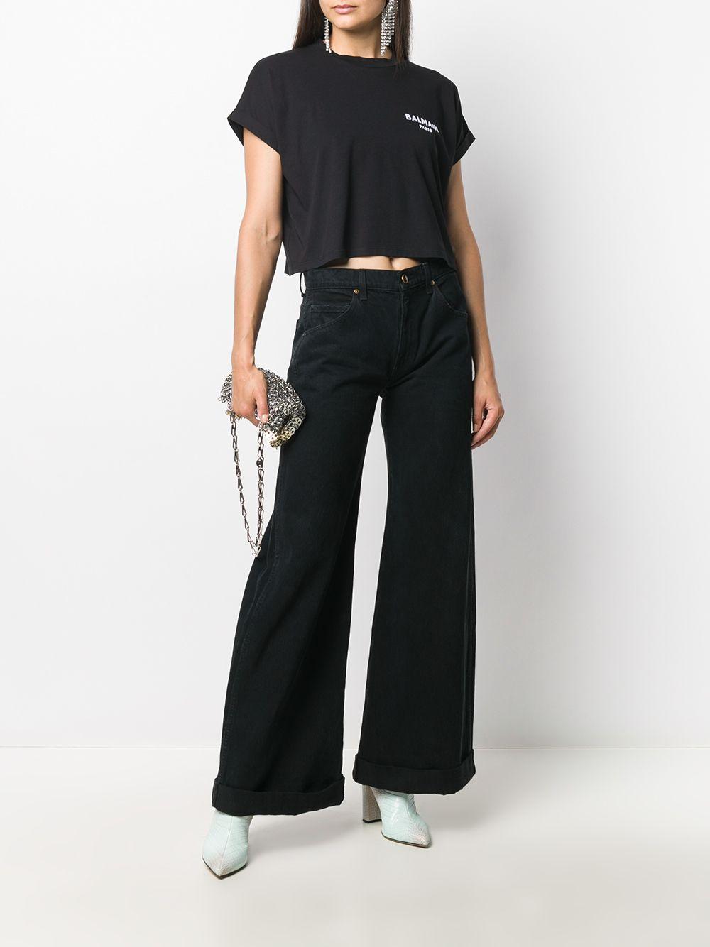 logo-embroidered cropped T-shirt Product Image